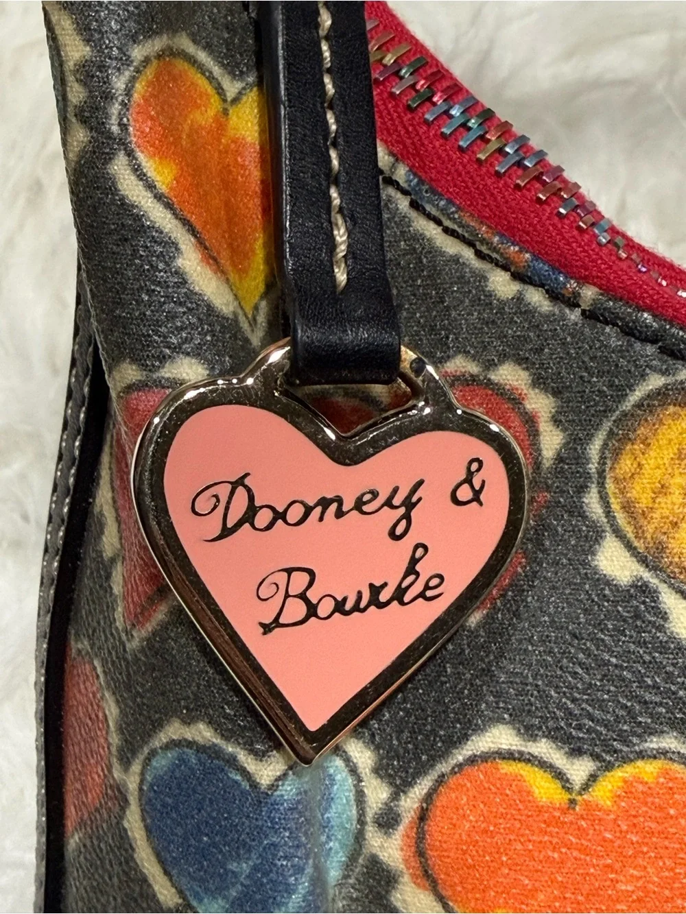Vintage Y2K Dooney & Bourke Crayon Colors Hearts Small Shoulder Bag Purse